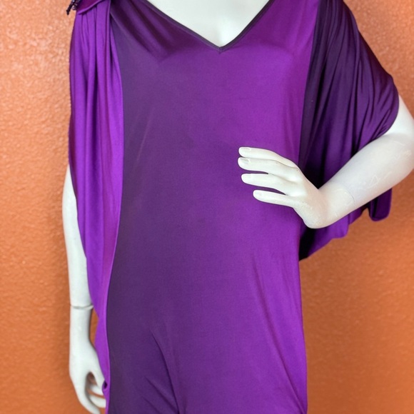 BOUNCE VINTAGE Elegant Purple Draped Dress Size 48. E45 - Picture 3 of 16